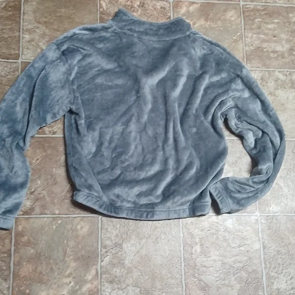 Disney Mickey and Friends Plush Cropped Gray Zip-Up Pullover - Picture 4 of 5